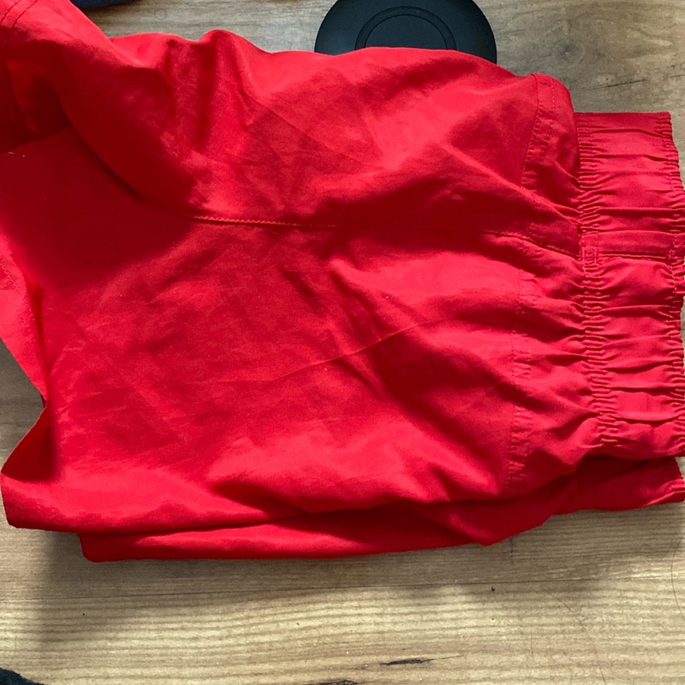 Red athletic shorts